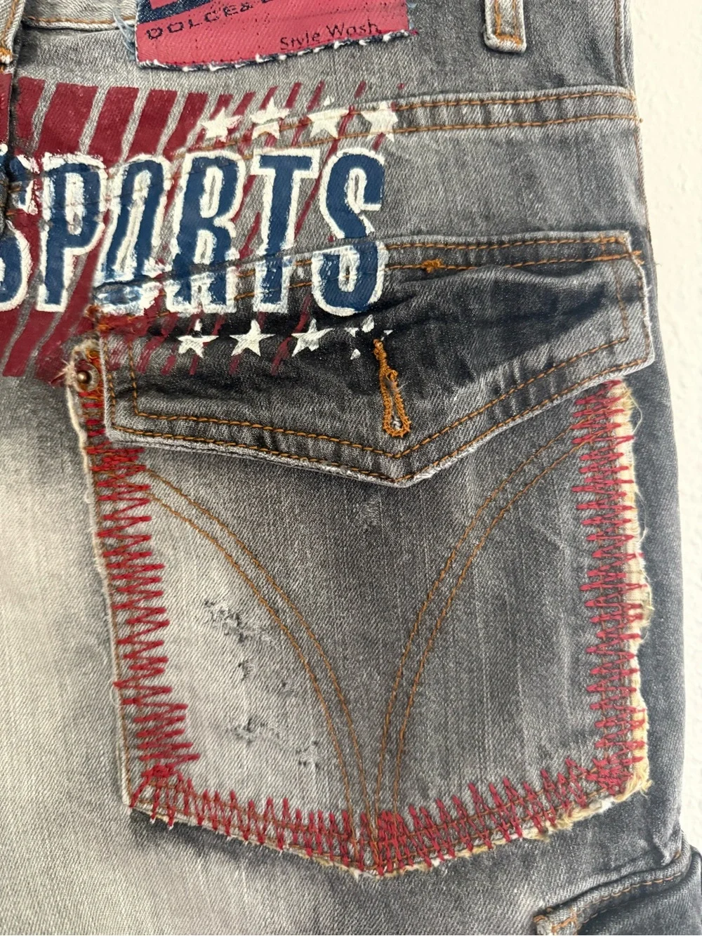 D&G Dolce & Gabbana Size 48 Y2K Distressed Cargo Denim Shorts